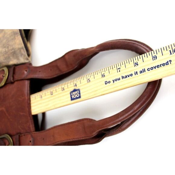 LARGE KiliKili BROWN BEIGE GENUINE LEATHER CANVAS SHOULDER BAG HANDBAG TOTE HOBO - Picture 14 of 14